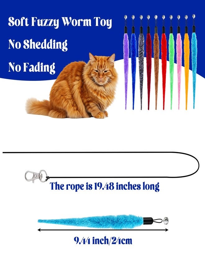 KFHENSOMR 10Pcs Cat Worm Toy Cats Wand Accessories Interactive Cat Wand Attachments Replacements Worms and 1Pcs String for Cats Fishing Pole Assorted Worm Kitten Refill for Indoor Kitten - Image 2